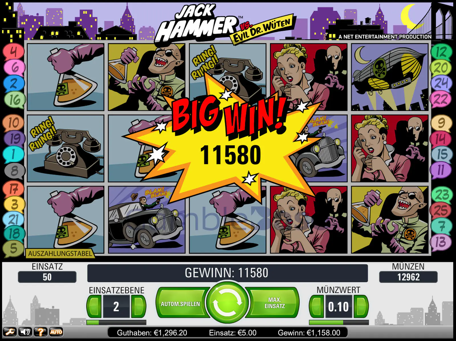 Jack Hammer VS Evil Dr Wüten Gewinnbild: Starke Freispiele