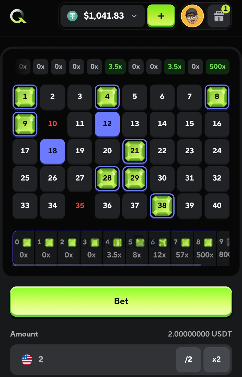 Keno Gewinnbild: Keno 500x auf 2€