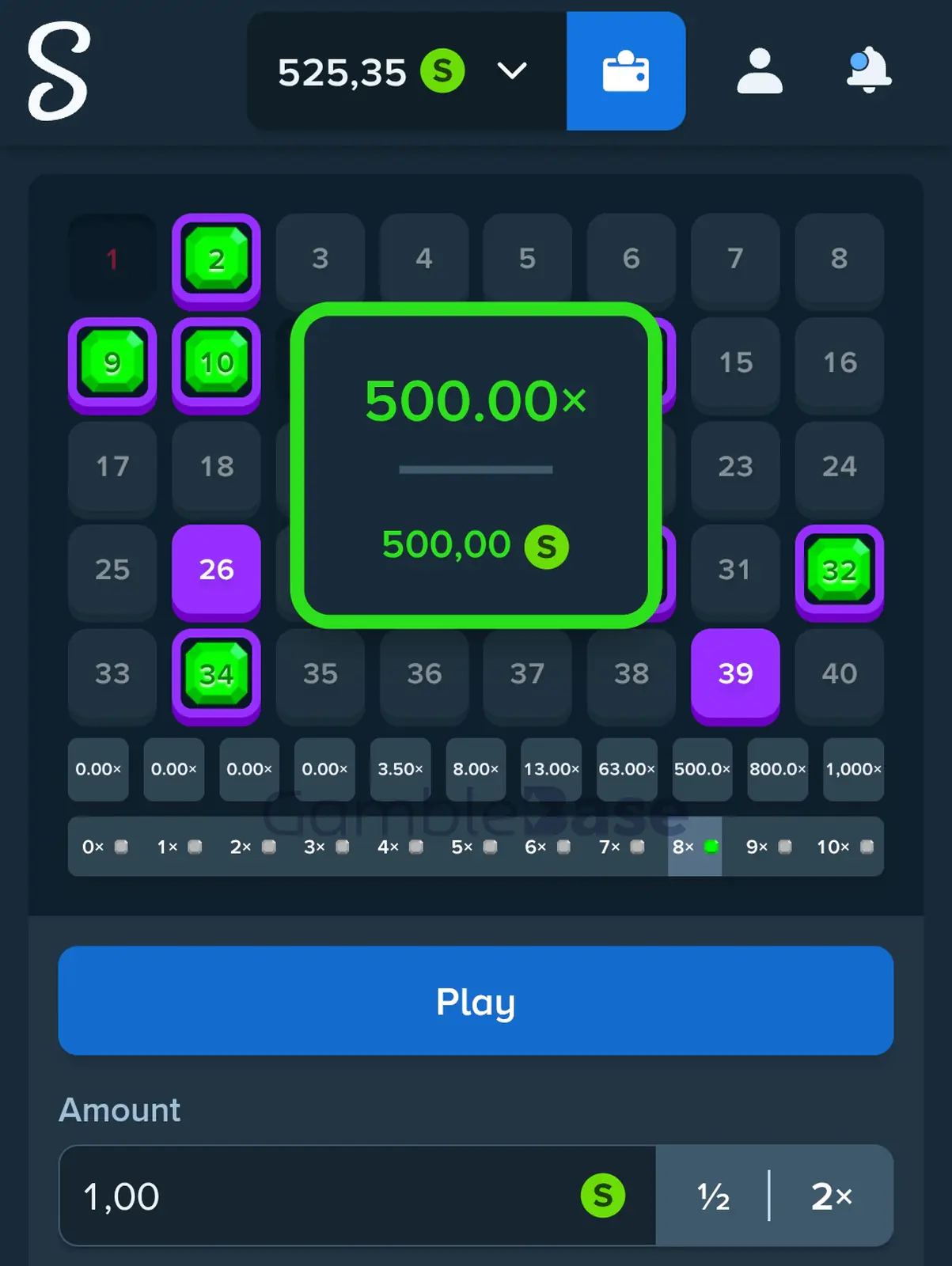 Keno Gewinnbild: 500x keno auf 1€
