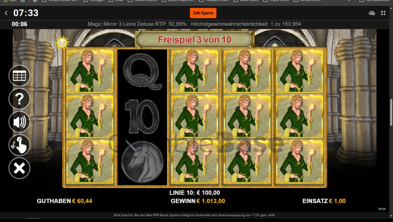 Magic Mirror Three Lions Deluxe Gewinnbild: Leider hat 1 Reihe gefehlt ;)