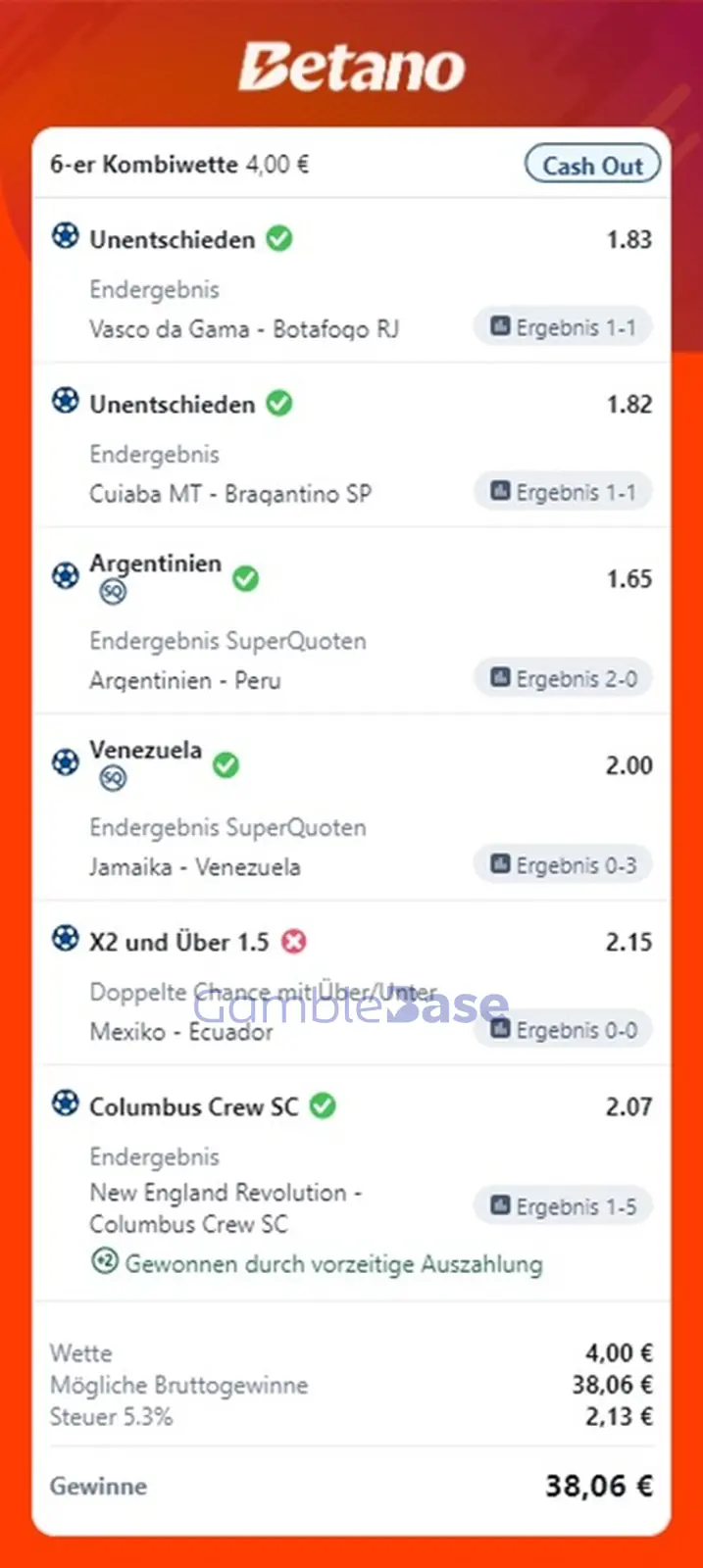 Gewinnbild: SportwettenCashout 30.06.2024