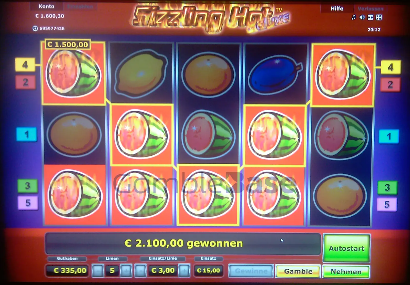 Sizzling Hot Deluxe Gewinnbild: Melonen!!! Wow