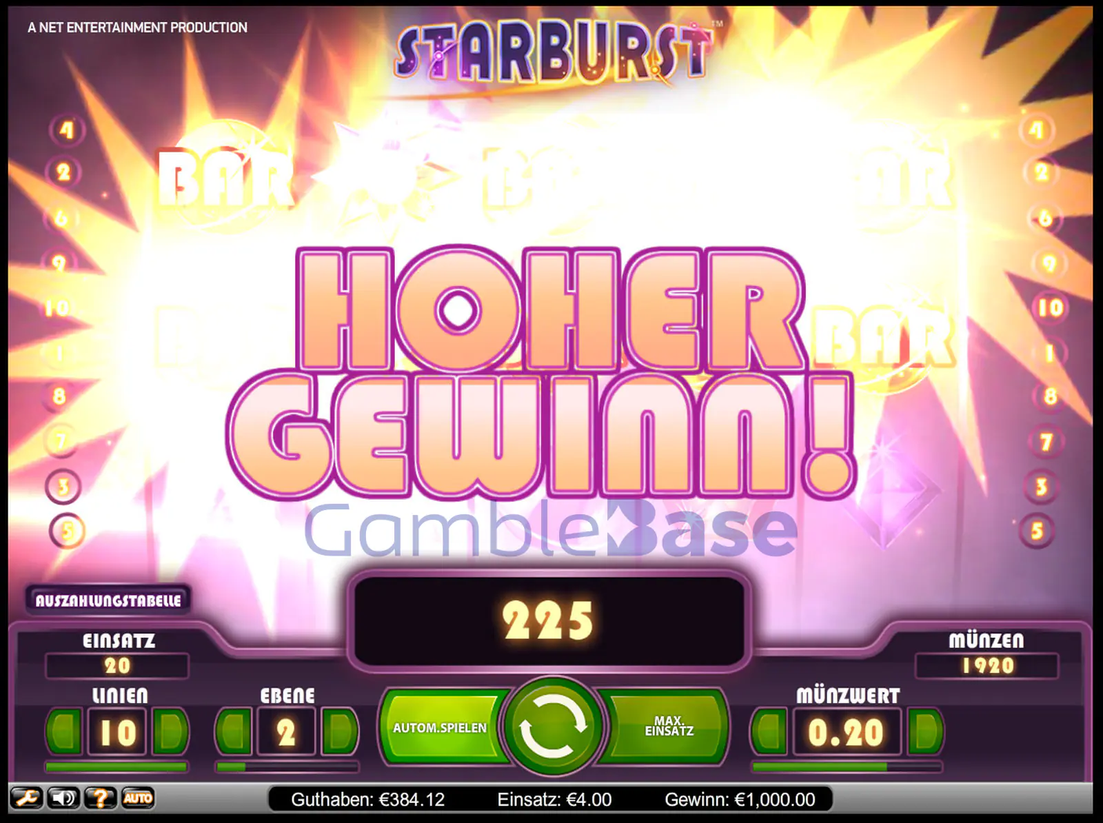 Starburst Gewinnbild: Guter Hit