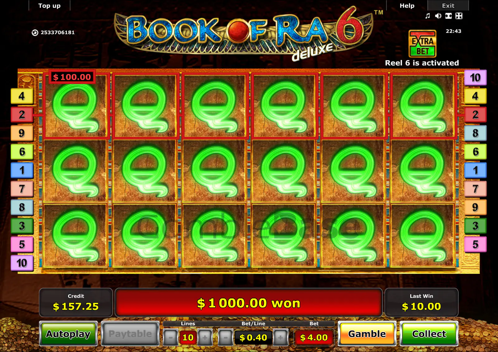 Book Of Ra Deluxe 6 Gewinnbild: Vollbild Q