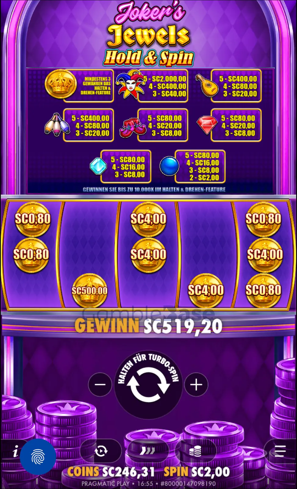 Joker's Jewels Gewinnbild: Crowncasino