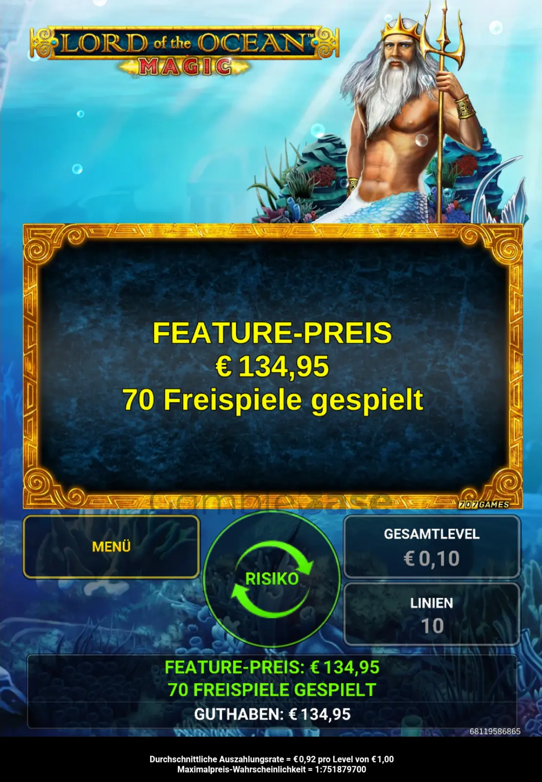 Lord of the Ocean Magic Gewinnbild: Freispiele