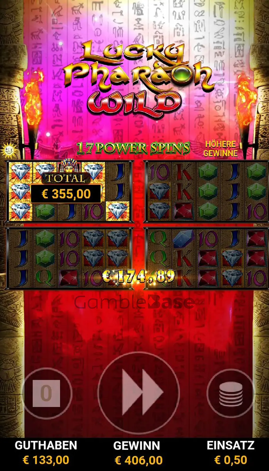 Lucky Pharaoh Wild Gewinnbild: Power Spins mit Diamanten