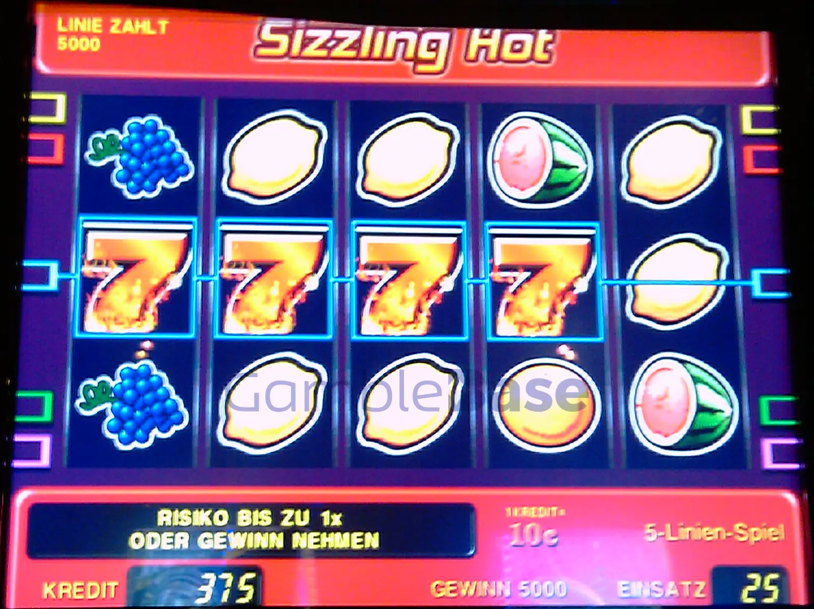Sizzling Hot Gewinnbild: 2,50 € – Vollbild auf Wish bestellt ;-)