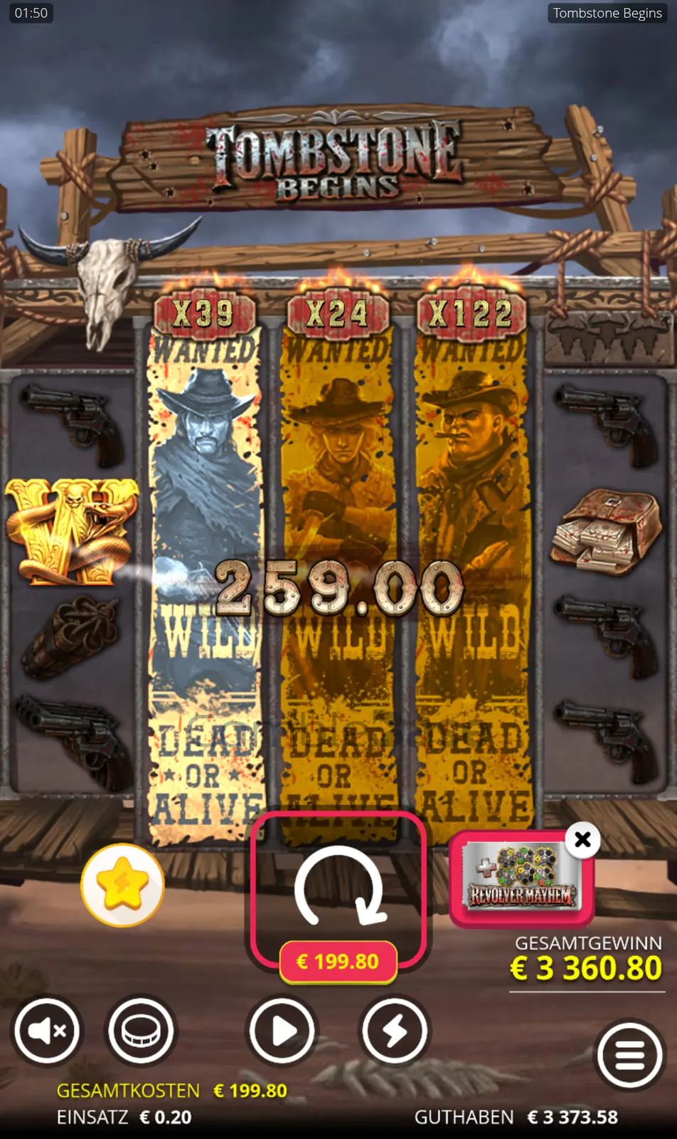Tombstone Begins Gewinnbild: Bonusspin hat sich gelohnt
