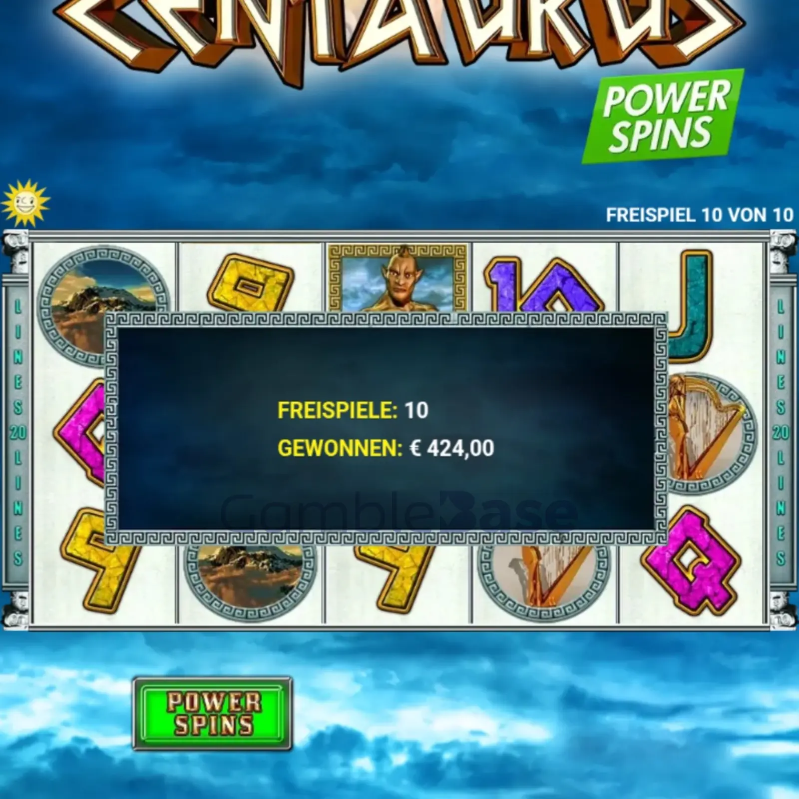 Zentaurus Power Spins Gewinnbild: Zentaurus PS