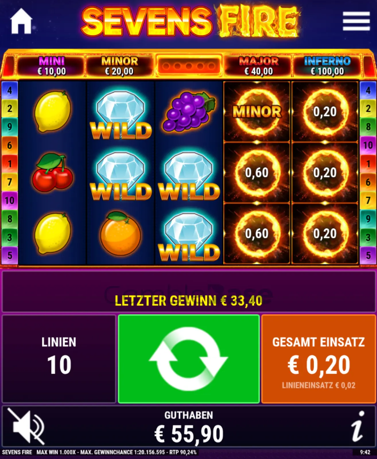 Sevens Fire Gewinnbild: Bonusumsatz [✓] bei Tipico