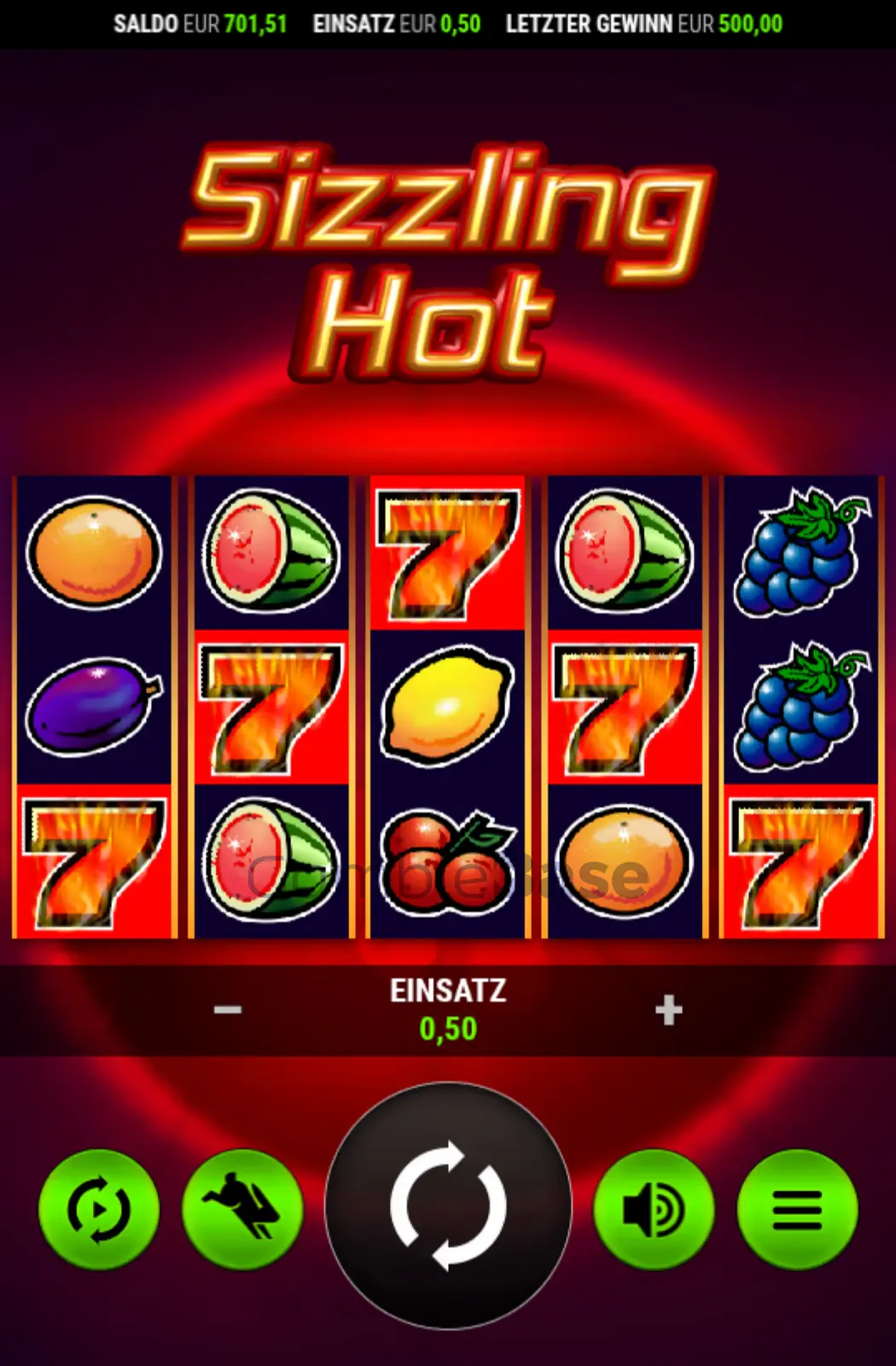 Sizzling Hot Gewinnbild: 77777