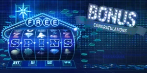 Slot-Machine mit Aufschrift "Free Spins" auf den Walzen