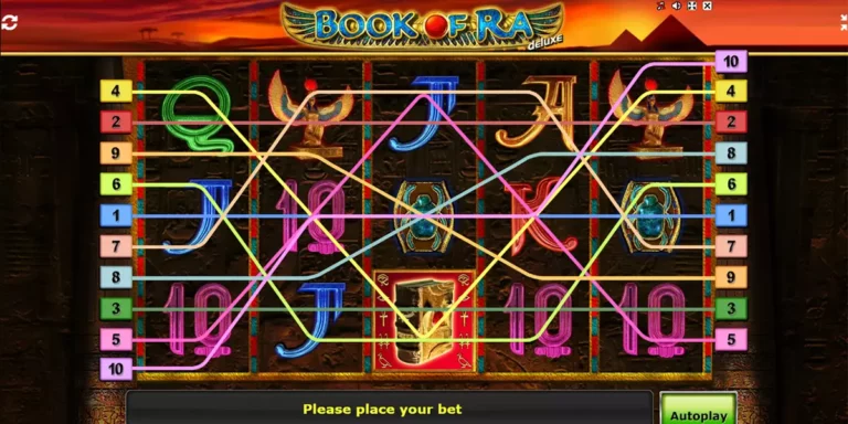 Farbige Gewinnlinien beim Slot "Book of Ra"