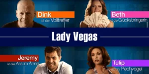 Collage mit den Hauptdarstellern im Film "Lady Vegas"