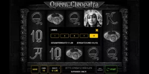 Auswahl der Gewinnlinien (1, 3, 5, 7 oder 10 Linien) bei Queen Cleopatra