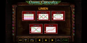 Abstrakte Darstellung der Gewinnlinien beim Slot "Queen Cleopatra"