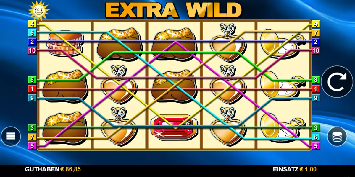 Gewinnlinien beim Slot Extra Wild