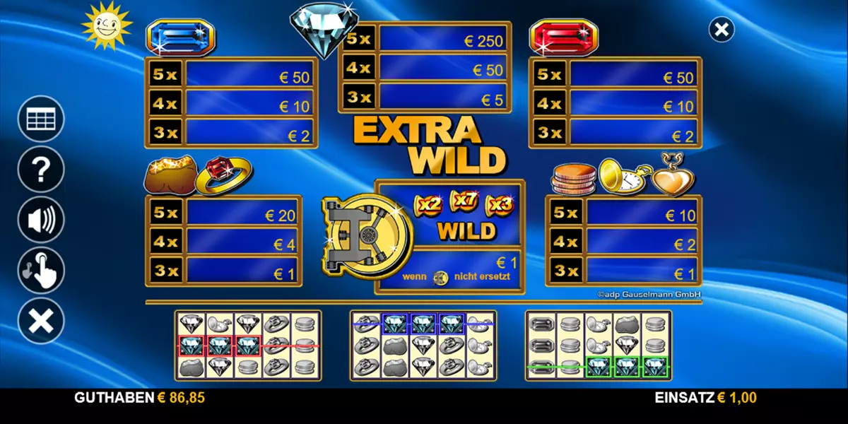 Gewinntabelle beim Extra Wild Slot