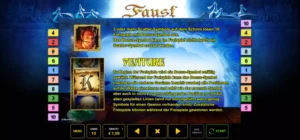 Erklärung zum Gewinnen von Freispielen beim Slot "Faust"
