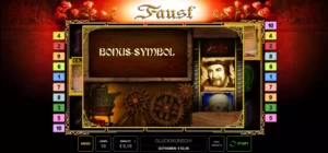 Automatisch bestimmtes Bonussymbol bei Freispielen beim Slot "Faust"