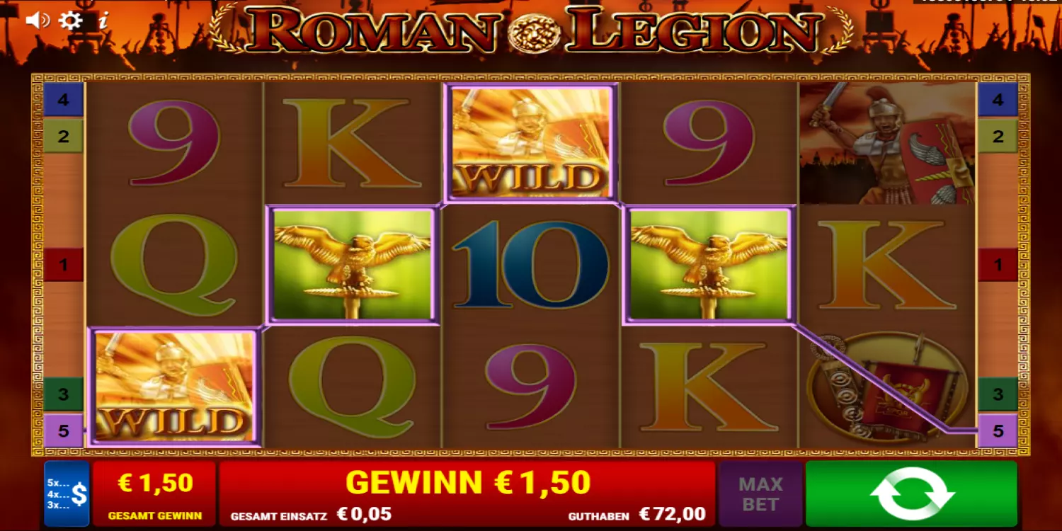 Roman Legion Gewinn in der Freispielrunde