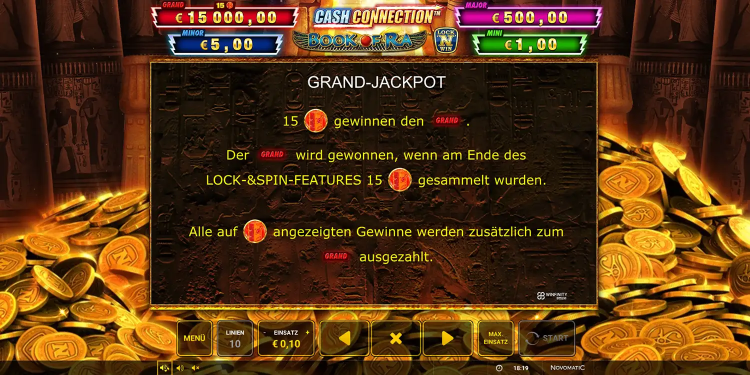Grand-Jackpot bei Cash Connection Book of Ra
