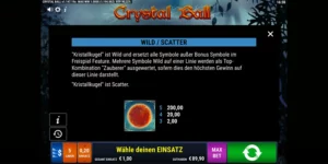 Wild-Symbol und Scatter-Symbol bei Crystal Ball
