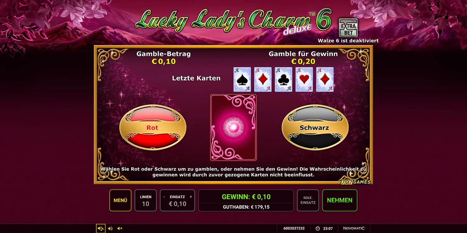 Kartenrisiko bei Lucky Lady's Charm deluxe 6