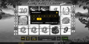 Auswahl des Einsatzes (zwischen 0,1 und 1 EUR) bei Lucky Lady's Charm deluxe