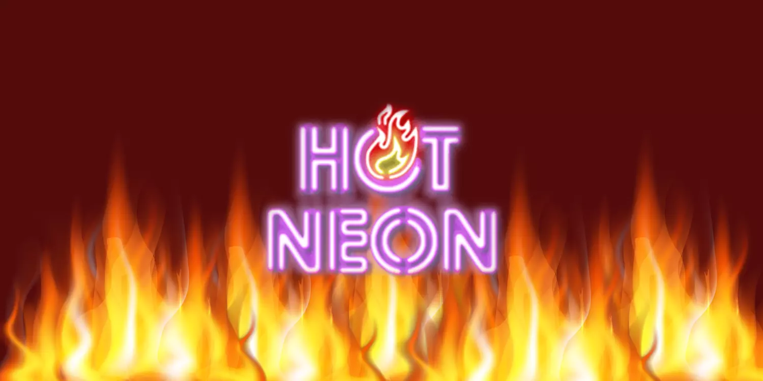 Neonfarbener Schriftzug auf feurigem Hintergrund für den Hot Neon Slot 