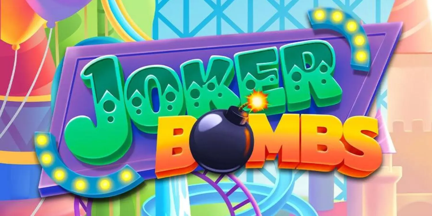 Das Titelbild zum Joker Bombs Slot zeigt den Schriftzug mit einer Bombe