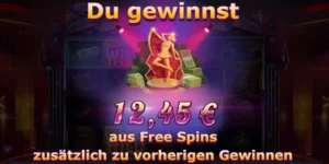 Eine Anzeige, wie viel man in den Free-Spins gewonnen hat