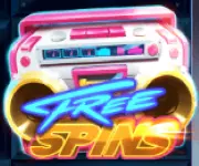 Free Spins-Schriftzug mit Radio