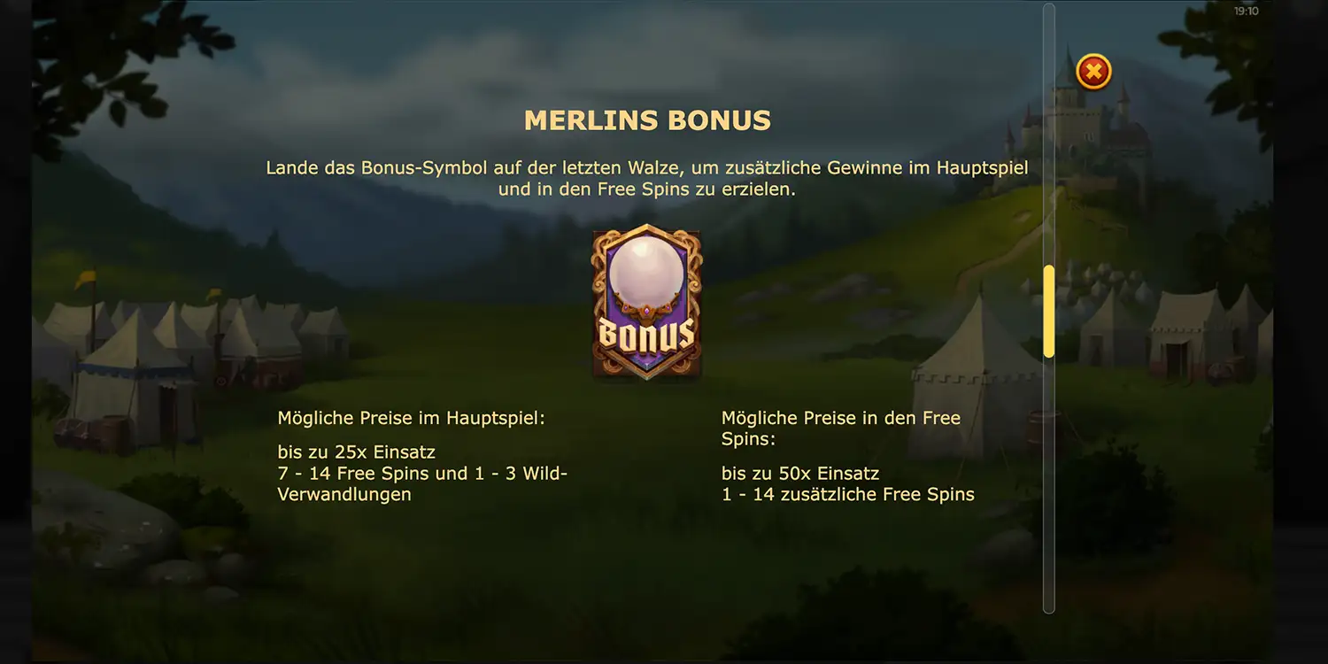 Merlins Bonus bei Arthur's Fortune