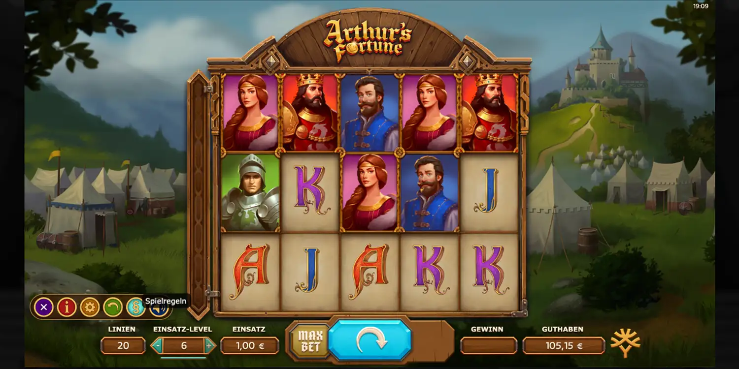Spieloberfläche bei Arthur's Fortune