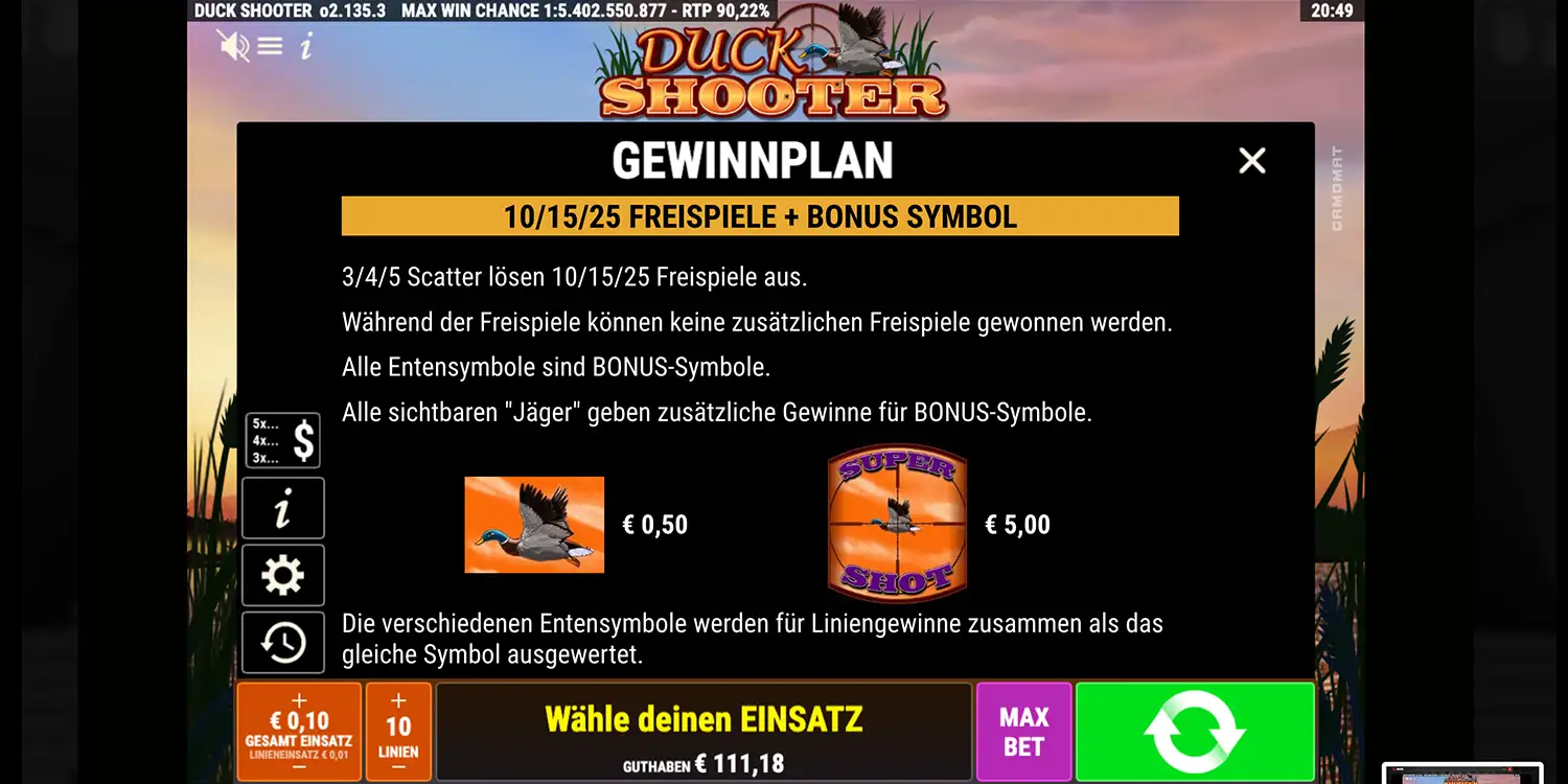 Freispiele bei Duck Shooter