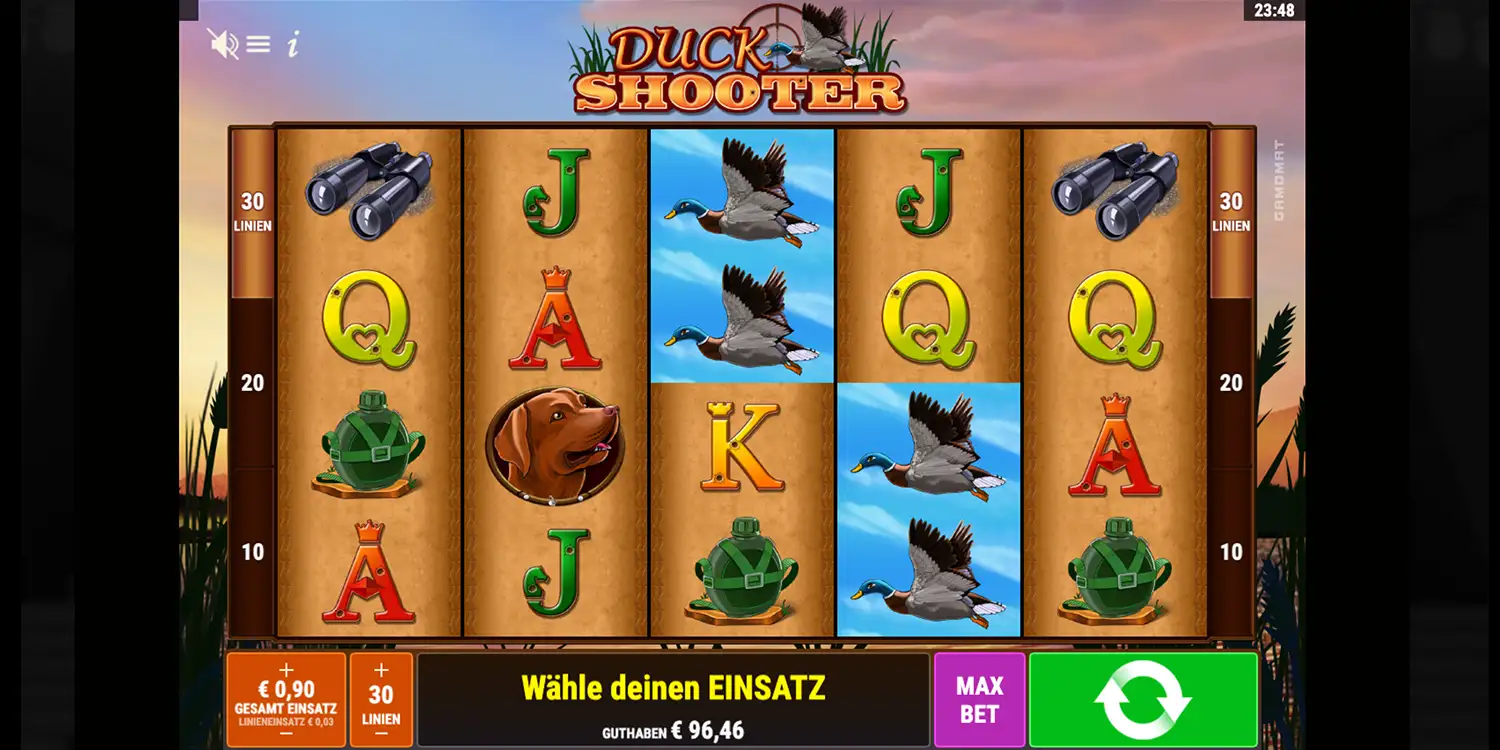 Spieloberfläche bei Duck Shooter