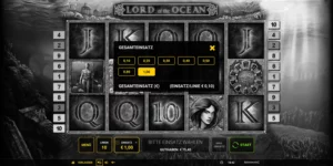 Auswahl des Einsatzes (zwischen 0,1 und 1 EUR) bei Lord of the Ocean