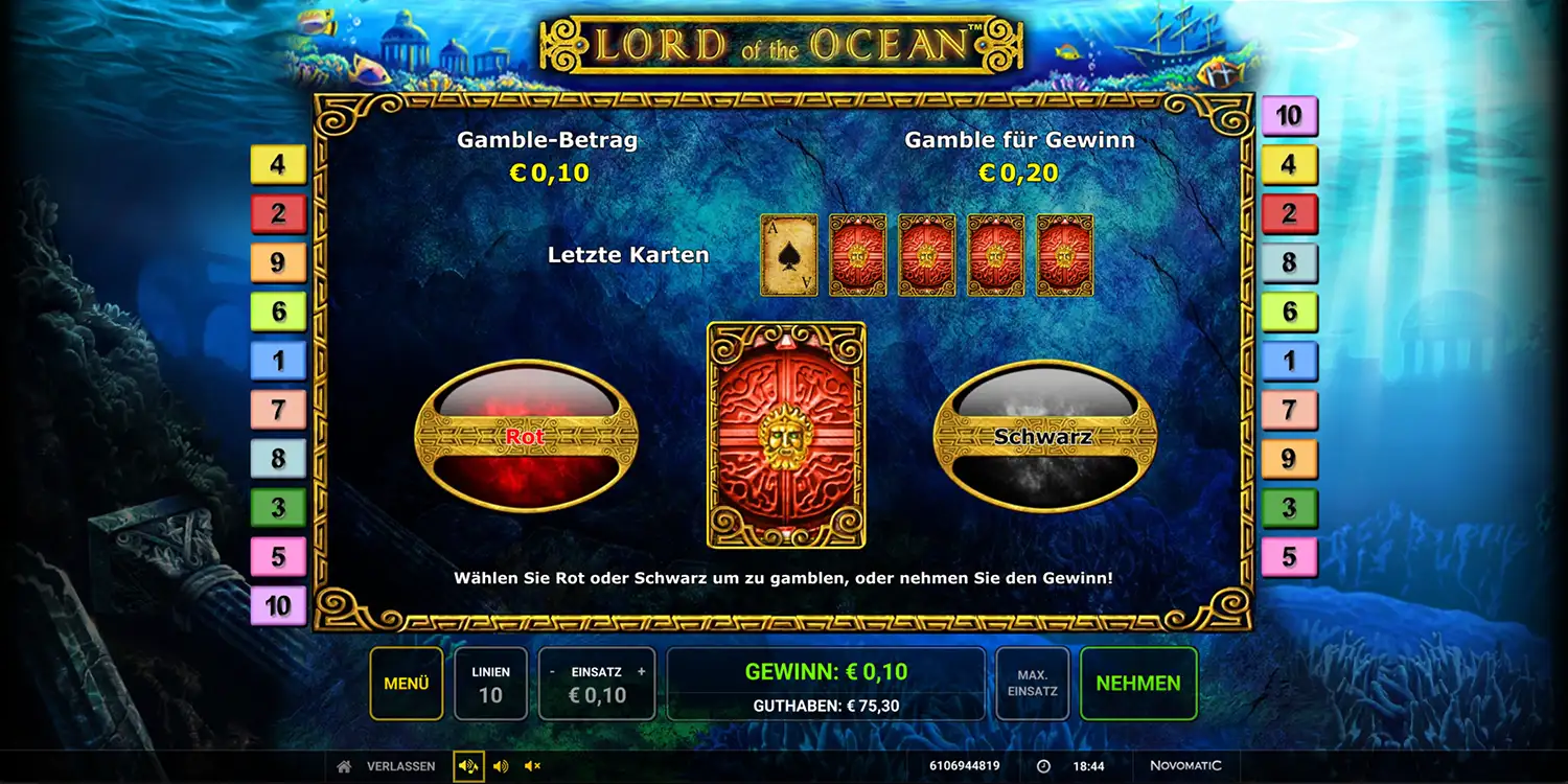 Kartenrisiko bei Lord of the Ocean