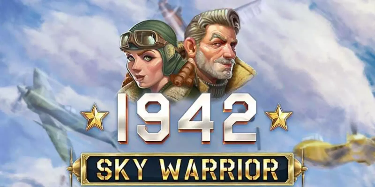 Die Piloten über dem 1942 Sky Warrior Schriftzug
