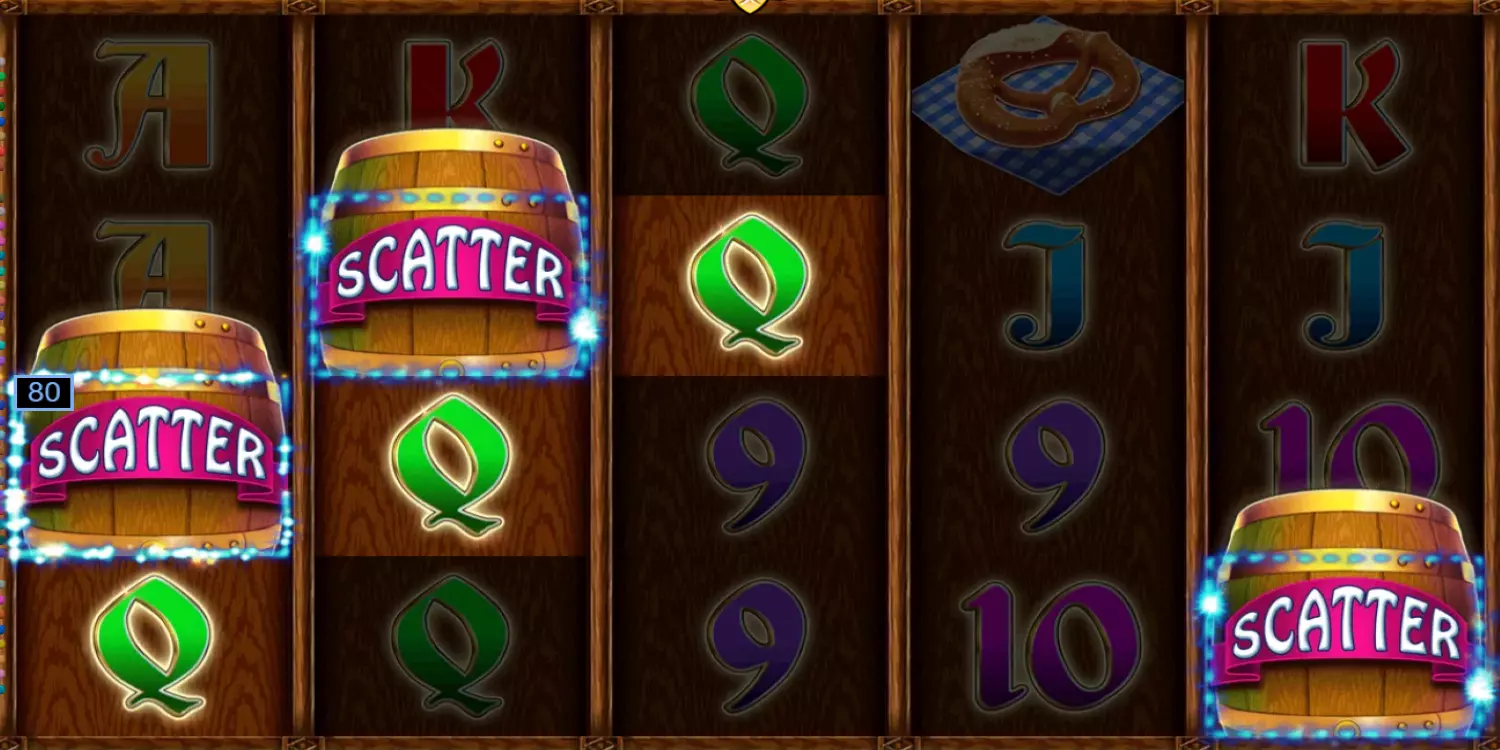 3 Scatter-Symbole erscheinen auf den Walzen 1, 3 und 5