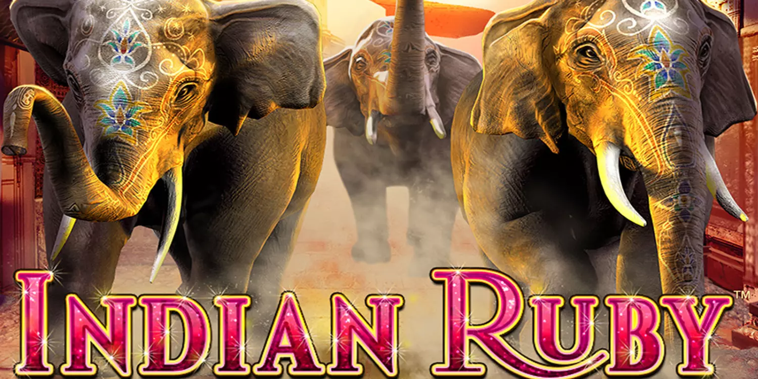 3 mächtige Elefanten hinter dem Indian Ruby Schriftzug