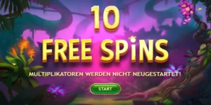 Eine Anzeige erscheint, dass man 10 Free-Spins gewonnen hat.