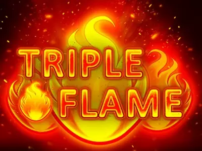 Der Triple Flame Schriftzug mit Flammen im Hintergrund.