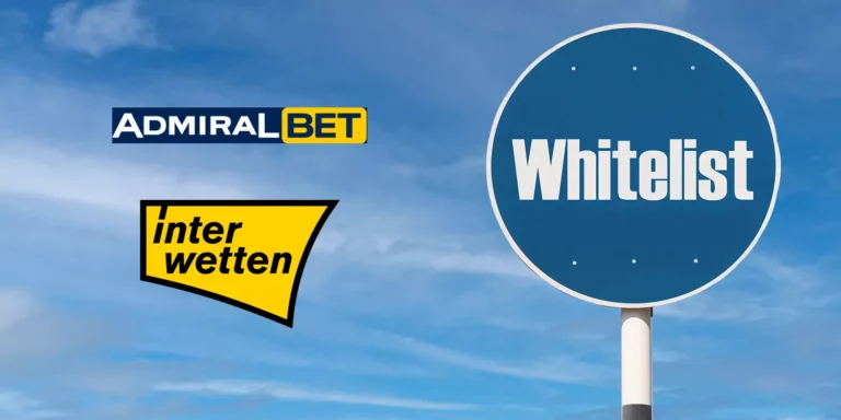 Verkehrsschuld mit Aufschrift "Whitelist" und links daneben die Logos von AdmiralBet und Interwetten