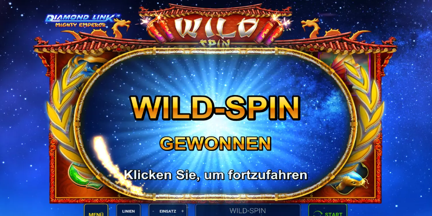 Eine Anzeige erscheint, dass man einen Wild-Spin gewonnen hat