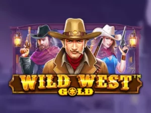 Cowboys über dem Wild West Gold Schriftzug