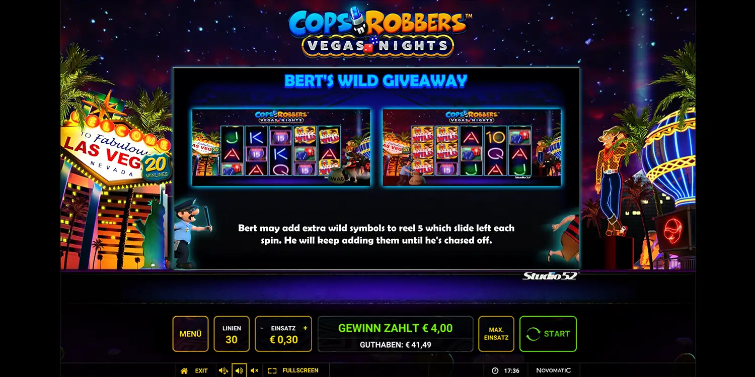 Bert's Wild Giveaway bei Cops'n Robbers Vegas Nights