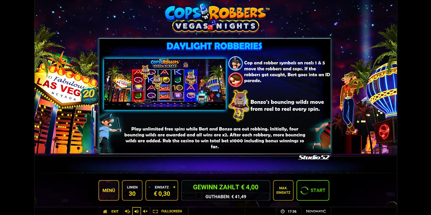 Daylight Robberies bei Cops'n Robbers Vegas Nights